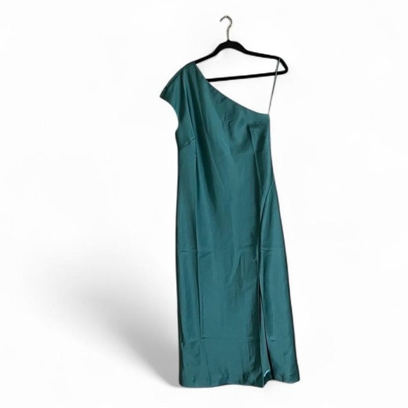 Banana Republic Midi Dress Sz S Satin One-Shoulder Elegant One-Shoulder Cocktail - Picture 3 of 8